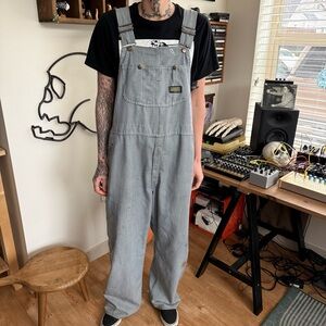 Vintage 60s 70s Sears Hickory Stripe Overalls Union Made USA ~ Size 42 X 30